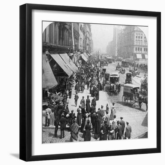 A Street Scene in Chicago, Illinois, USA, 1896-Underwood & Underwood-Framed Photographic Print