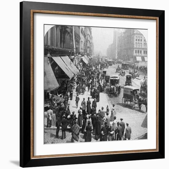 A Street Scene in Chicago, Illinois, USA, 1896-Underwood & Underwood-Framed Photographic Print