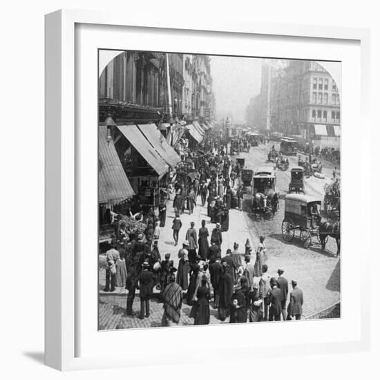 A Street Scene in Chicago, Illinois, USA, 1896-Underwood & Underwood-Framed Photographic Print