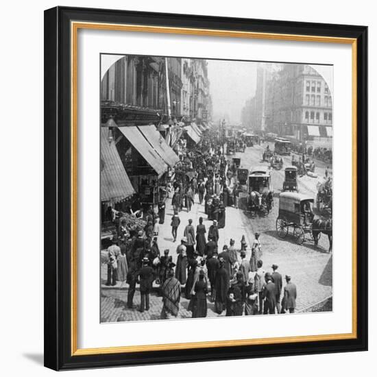 A Street Scene in Chicago, Illinois, USA, 1896-Underwood & Underwood-Framed Photographic Print