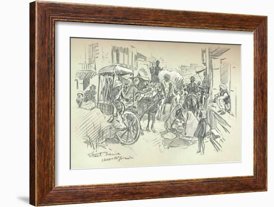 A Street Scene in Delhi, C1903-Leonard Raven-hill-Framed Giclee Print