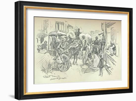 A Street Scene in Delhi, C1903-Leonard Raven-hill-Framed Giclee Print