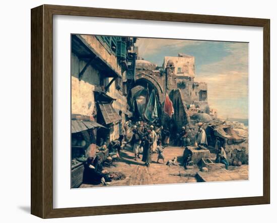 A Street Scene in Jaffa, 1890-Gustav Bauernfeind-Framed Giclee Print