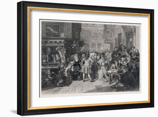 A Street Scene in London at the Time of the 'south Sea Bubble'-null-Framed Art Print