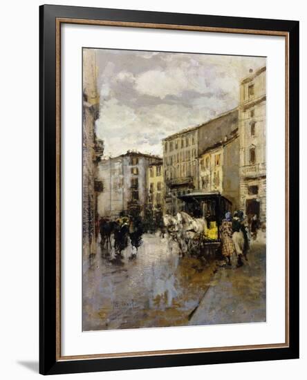 A Street Scene, Milan-Mose Bianchi-Framed Giclee Print