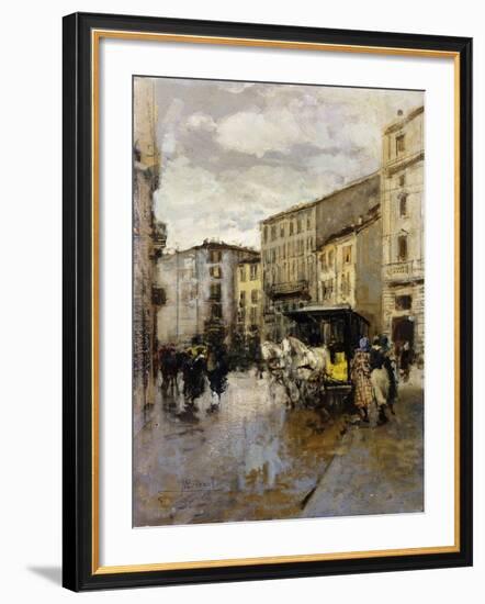 A Street Scene, Milan-Mose Bianchi-Framed Giclee Print