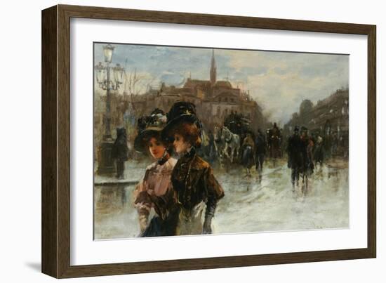 A Street Scene with Elegant Ladies, Paris-Max Lugi-Framed Giclee Print