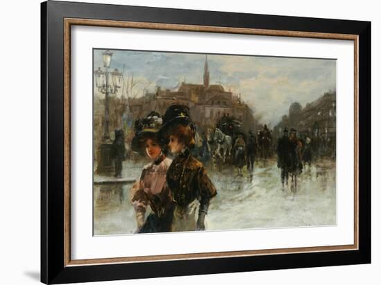 A Street Scene with Elegant Ladies, Paris-Max Lugi-Framed Giclee Print