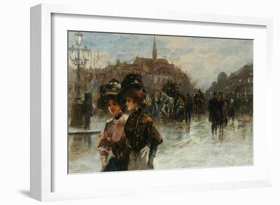 A Street Scene with Elegant Ladies, Paris-Max Lugi-Framed Giclee Print