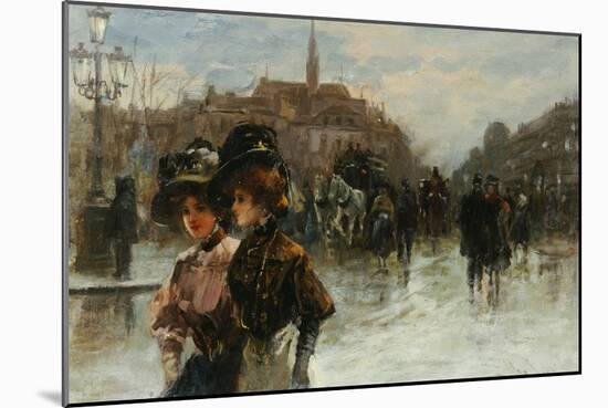 A Street Scene with Elegant Ladies, Paris-Max Lugi-Mounted Giclee Print