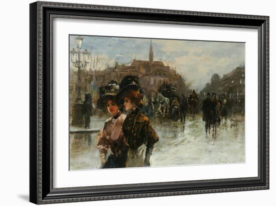 A Street Scene with Elegant Ladies, Paris-Max Lugi-Framed Giclee Print
