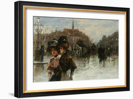 A Street Scene with Elegant Ladies, Paris-Max Lugi-Framed Giclee Print