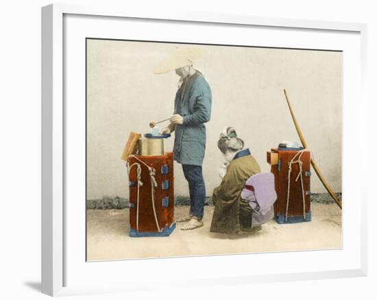 A Street Vendor of Rice Wine - Japan-null-Framed Photographic Print