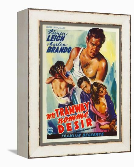 A Streetcar Named Desire, Belgian Movie Poster, 1951-null-Framed Stretched Canvas