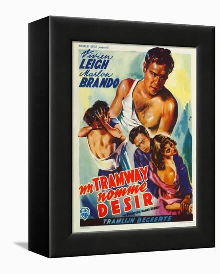 A Streetcar Named Desire, Belgian Movie Poster, 1951-null-Framed Stretched Canvas