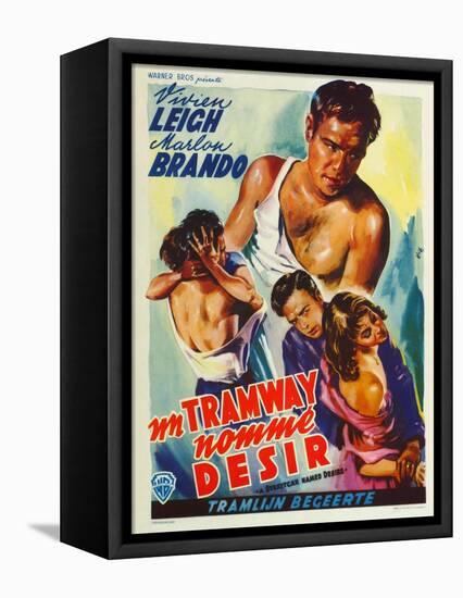 A Streetcar Named Desire, Belgian Movie Poster, 1951-null-Framed Stretched Canvas