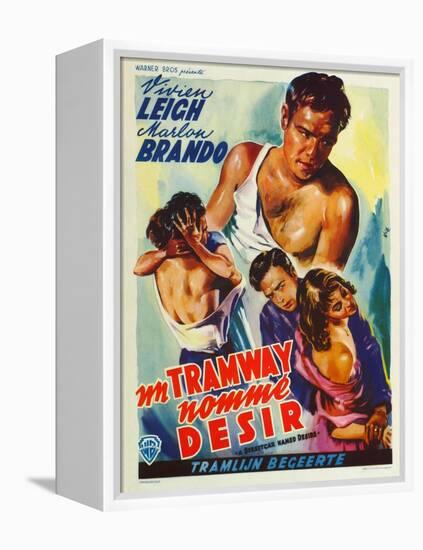 A Streetcar Named Desire, Belgian Movie Poster, 1951-null-Framed Stretched Canvas