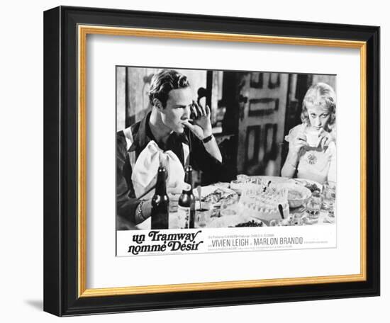 A Streetcar Named Desire, French Movie Poster, 1951-null-Framed Premium Giclee Print