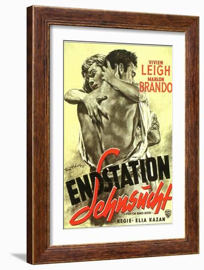 A Streetcar Named Desire, German Movie Poster, 1951-null-Framed Art Print