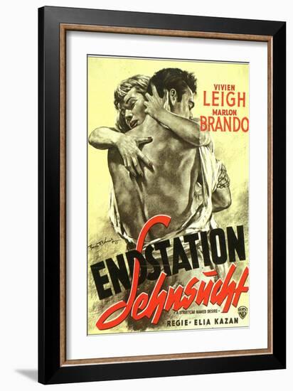 A Streetcar Named Desire, German Movie Poster, 1951-null-Framed Art Print