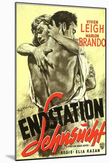 A Streetcar Named Desire, German Movie Poster, 1951-null-Mounted Art Print