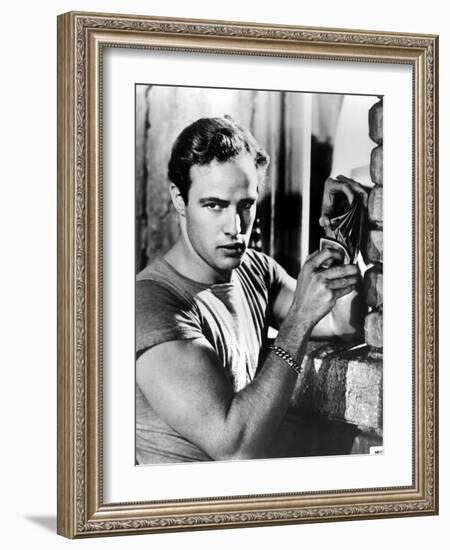 A Streetcar Named Desire, Marlon Brando, 1951, Playing Cards-null-Framed Premium Photographic Print