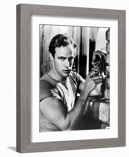 A Streetcar Named Desire, Marlon Brando, 1951, Playing Cards-null-Framed Premium Photographic Print