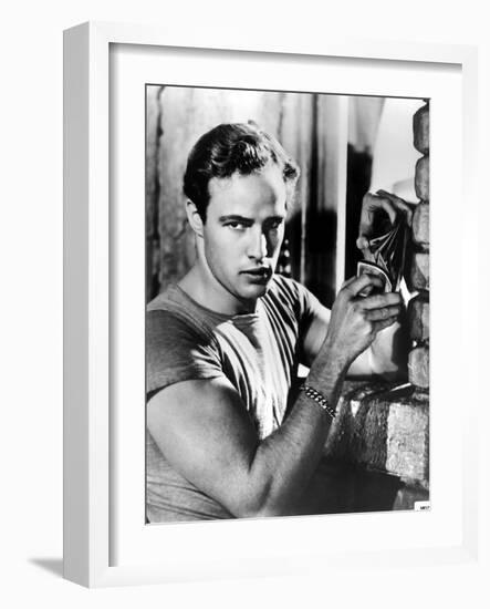 A Streetcar Named Desire, Marlon Brando, 1951, Playing Cards-null-Framed Premium Photographic Print