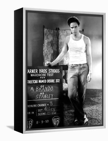 A Streetcar Named Desire, Marlon Brando, 1951.-null-Framed Stretched Canvas