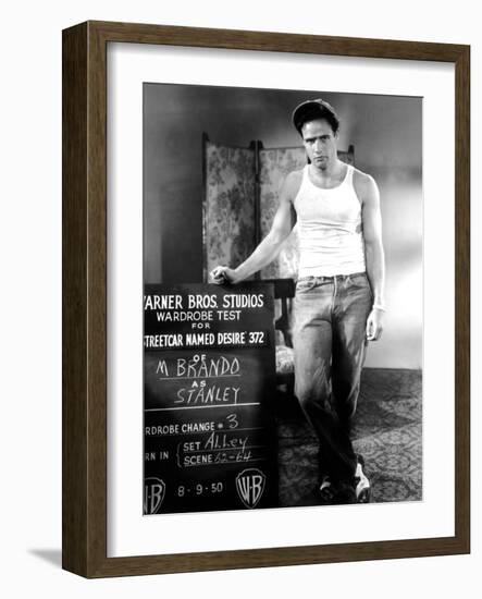 A Streetcar Named Desire, Marlon Brando, 1951.-null-Framed Photo