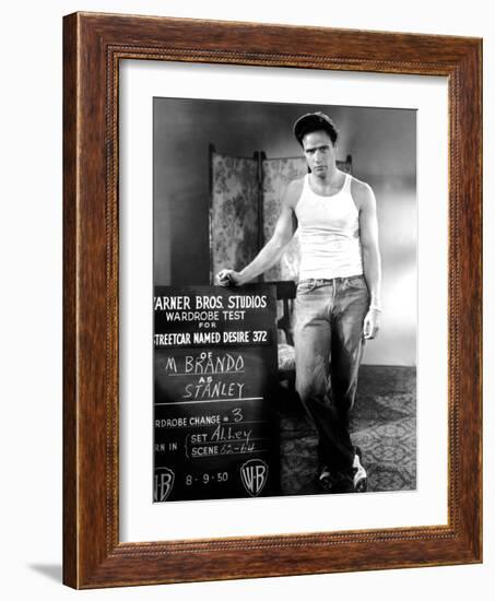 A Streetcar Named Desire, Marlon Brando, 1951.-null-Framed Photo