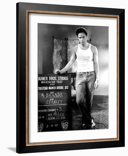 A Streetcar Named Desire, Marlon Brando, 1951.-null-Framed Photo