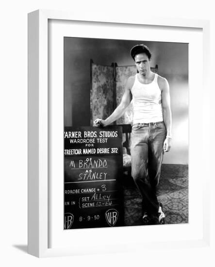 A Streetcar Named Desire, Marlon Brando, 1951.-null-Framed Photo