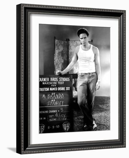 A Streetcar Named Desire, Marlon Brando, 1951.-null-Framed Photo