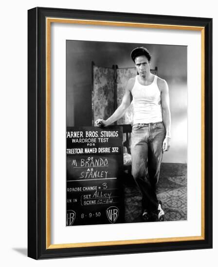 A Streetcar Named Desire, Marlon Brando, 1951.-null-Framed Photo