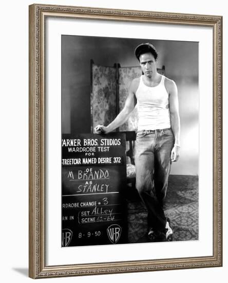 A Streetcar Named Desire, Marlon Brando, 1951.-null-Framed Photo