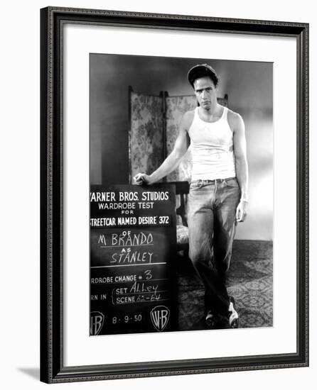 A Streetcar Named Desire, Marlon Brando, 1951.-null-Framed Photo