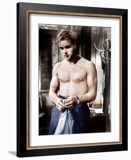 A Streetcar Named Desire, Marlon Brando, 1951-null-Framed Photo