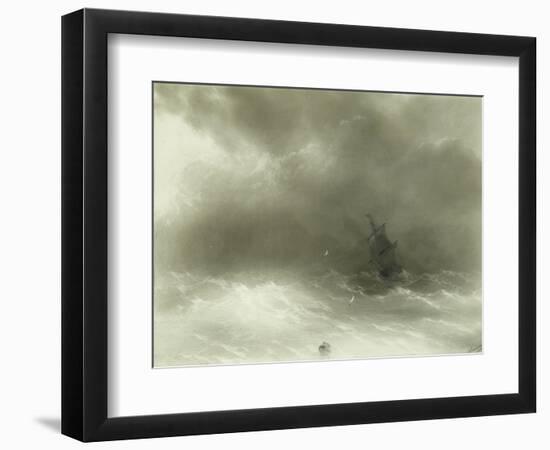 A Strong Wind, 1856 (Pencil & Gouache on Paper)-Ivan Konstantinovich Aivazovsky-Framed Giclee Print