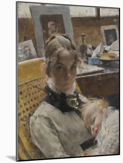 A Studio Idyll: The Artist's Wife and their Daughter Suzanne, 1885-Carl Larsson-Mounted Giclee Print