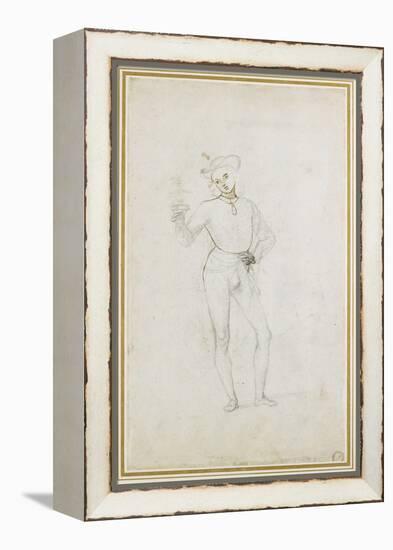 A Study for a Figure in an Adoration of the Magi (Black Chalk with Pen and Brown Ink on White Paper-Pietro Perugino-Framed Premier Image Canvas