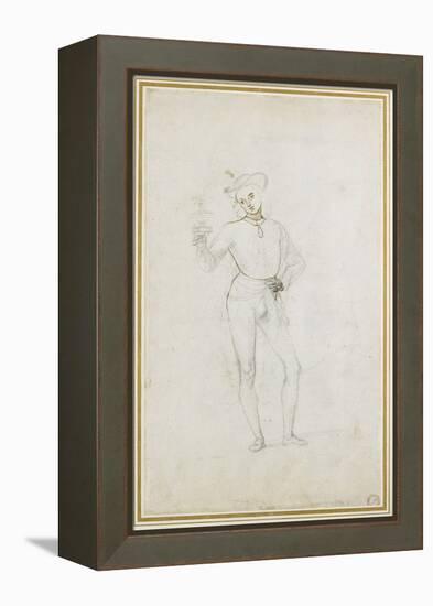 A Study for a Figure in an Adoration of the Magi (Black Chalk with Pen and Brown Ink on White Paper-Pietro Perugino-Framed Premier Image Canvas