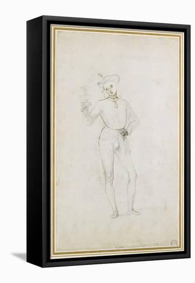 A Study for a Figure in an Adoration of the Magi (Black Chalk with Pen and Brown Ink on White Paper-Pietro Perugino-Framed Premier Image Canvas