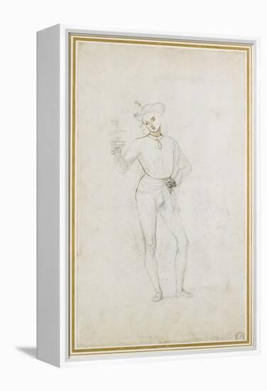 A Study for a Figure in an Adoration of the Magi (Black Chalk with Pen and Brown Ink on White Paper-Pietro Perugino-Framed Premier Image Canvas