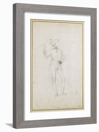 A Study for a Figure in an Adoration of the Magi (Black Chalk with Pen and Brown Ink on White Paper-Pietro Perugino-Framed Giclee Print