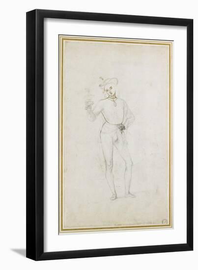 A Study for a Figure in an Adoration of the Magi (Black Chalk with Pen and Brown Ink on White Paper-Pietro Perugino-Framed Giclee Print