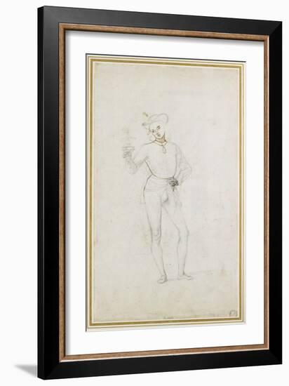 A Study for a Figure in an Adoration of the Magi (Black Chalk with Pen and Brown Ink on White Paper-Pietro Perugino-Framed Giclee Print