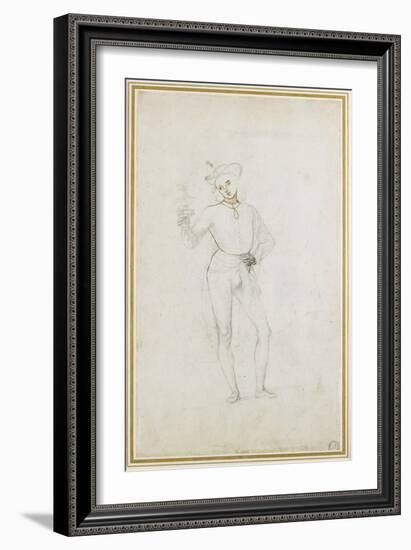 A Study for a Figure in an Adoration of the Magi (Black Chalk with Pen and Brown Ink on White Paper-Pietro Perugino-Framed Giclee Print