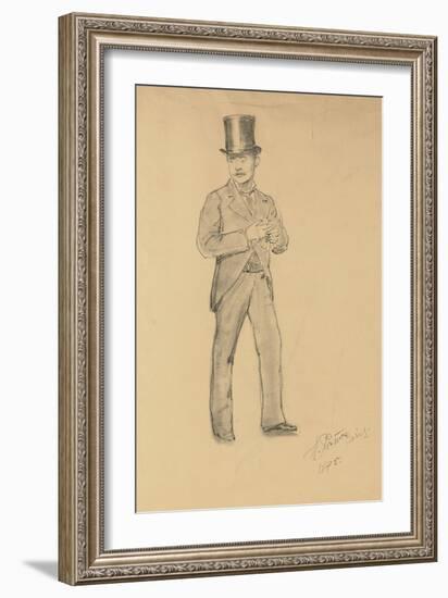 A Study for 'A Parisian Cafe' (1875): Gentleman in a Top Hat, 1875-Ilya Efimovich Repin-Framed Giclee Print