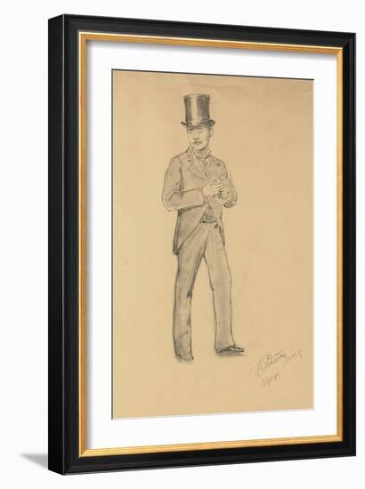 A Study for 'A Parisian Cafe' (1875): Gentleman in a Top Hat, 1875-Ilya Efimovich Repin-Framed Giclee Print